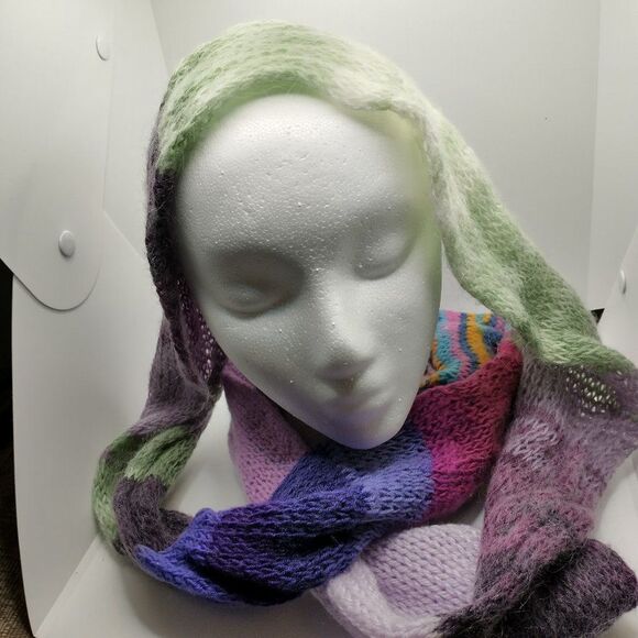 Hand Knit Infinity Fashion Scarf Winter Unisex Knit  Wrap Cowl Handmade - Picture 1 of 7